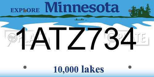 1ATZ734 Minnesota License Plate