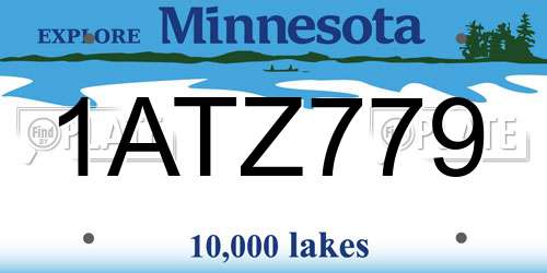 1ATZ779 Minnesota License Plate