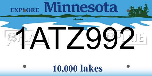 1ATZ992 Minnesota License Plate