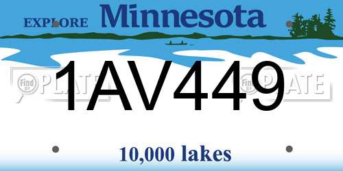 1AV449 Minnesota License Plate