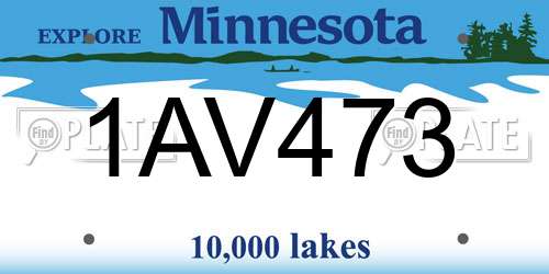 1AV473 Minnesota License Plate