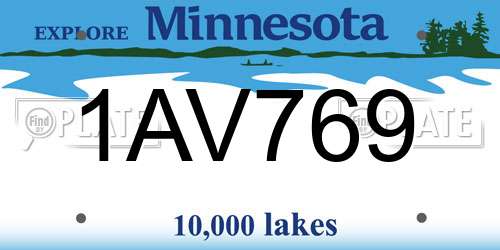 1AV769 Minnesota License Plate