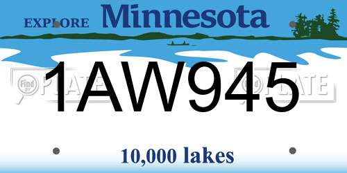 1AW945 Minnesota License Plate