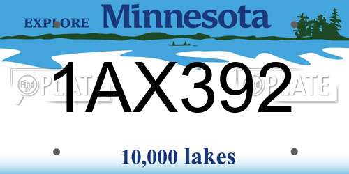 1AX392 Minnesota License Plate