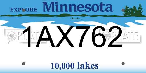1AX762 Minnesota License Plate
