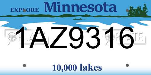 1AZ9316 Minnesota License Plate