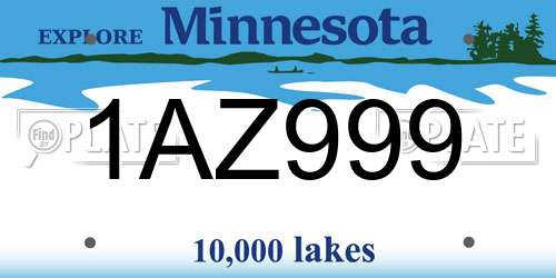 1AZ999 Minnesota License Plate