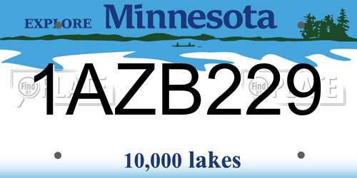 1AZB229 Minnesota License Plate
