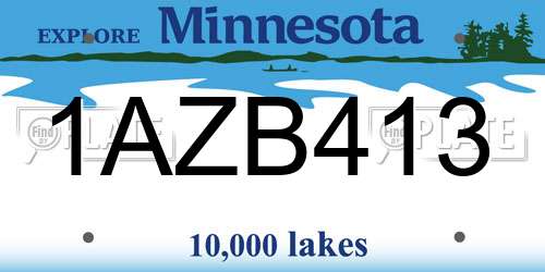 1AZB413 Minnesota License Plate