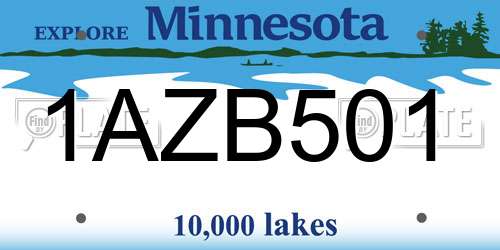 1AZB501 Minnesota License Plate