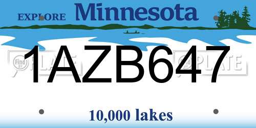 1AZB647 Minnesota License Plate