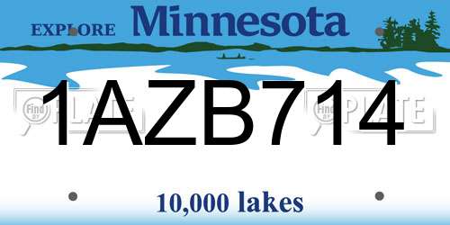 1AZB714 Minnesota License Plate