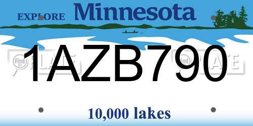 1AZB790 Minnesota License Plate