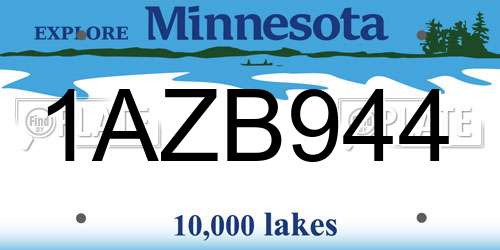 1AZB944 Minnesota License Plate
