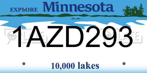 1AZD293 Minnesota License Plate
