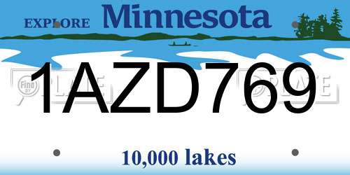 1AZD769 Minnesota License Plate
