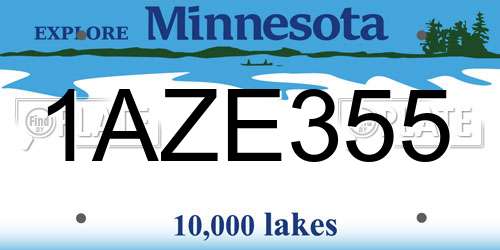 1AZE355 Minnesota License Plate