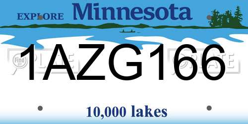1AZG166 Minnesota License Plate