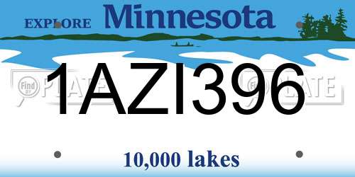 1AZI396 Minnesota License Plate