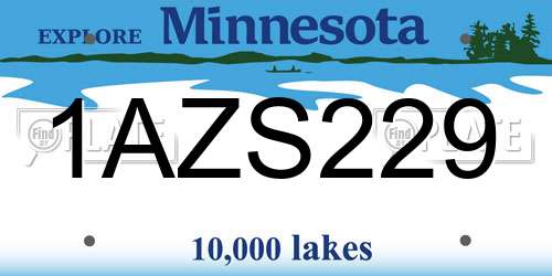 1AZS229 Minnesota License Plate