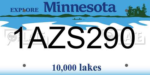 1AZS290 Minnesota License Plate