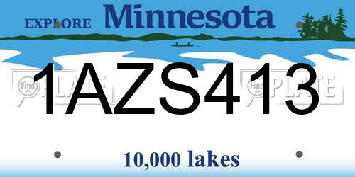 1AZS413 Minnesota License Plate
