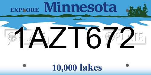 1AZT672 Minnesota License Plate