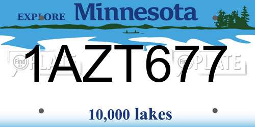 1AZT677 Minnesota License Plate