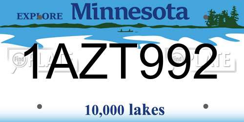 1AZT992 Minnesota License Plate
