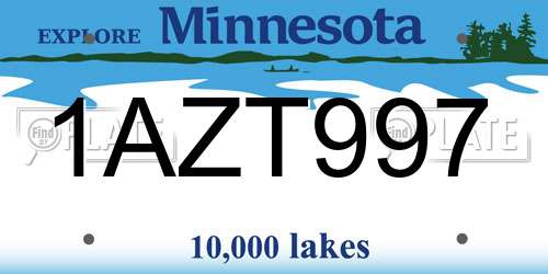 1AZT997 Minnesota License Plate