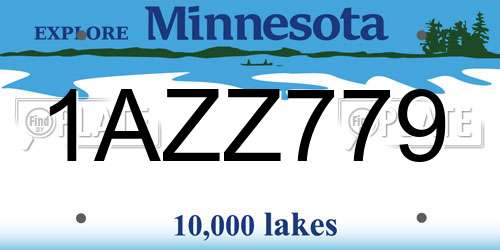 1AZZ779 Minnesota License Plate