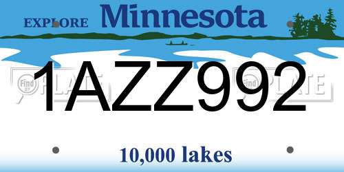 1AZZ992 Minnesota License Plate