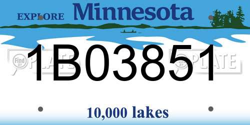 1B03851 Minnesota License Plate