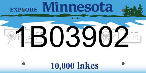 1B03902 Minnesota License Plate