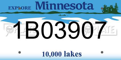 1B03907 Minnesota License Plate