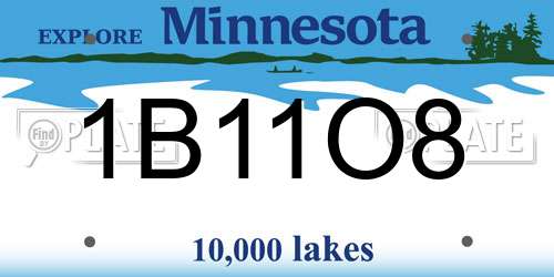 1B11O8 Minnesota License Plate