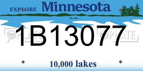 1B13077 Minnesota License Plate