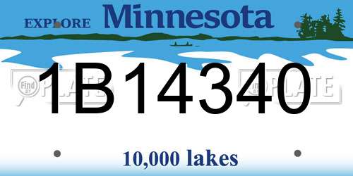 1B14340 Minnesota License Plate