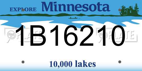 1B16210 Minnesota License Plate