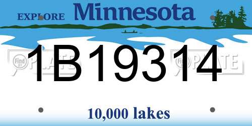 1B19314 Minnesota License Plate