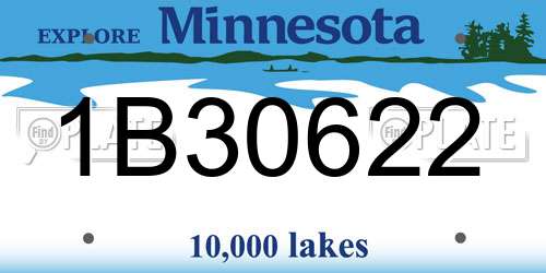 1B30622 Minnesota License Plate