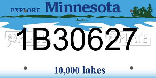 1B30627 Minnesota License Plate