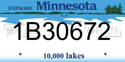 1B30672 Minnesota License Plate
