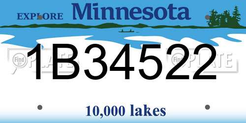 1B34522 Minnesota License Plate