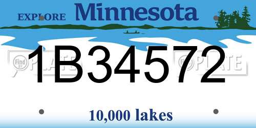 1B34572 Minnesota License Plate