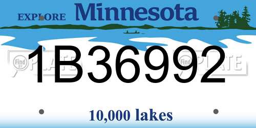 1B36992 Minnesota License Plate
