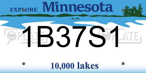 1B37S1 Minnesota License Plate