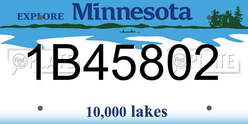 1B45802 Minnesota License Plate