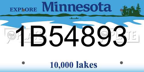 1B54893 Minnesota License Plate