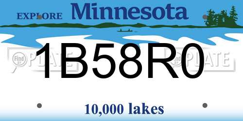 1B58R0 Minnesota License Plate